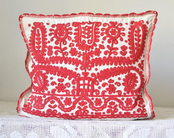 Antique Transylvanian Embroidered Cushion Cover