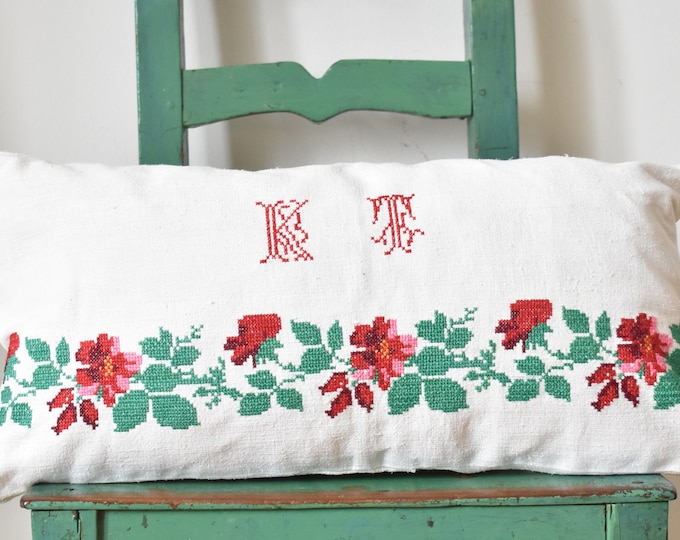 Vintage Hungarian Embroidered Cushion Cover
