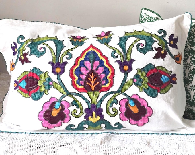 Vintage Hungarian Embroidered Cushion Cover