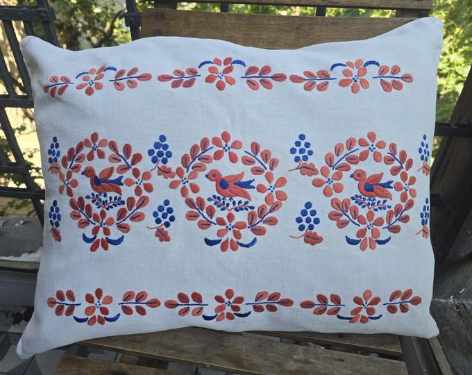 Vintage Embroidered Hungarian Cushion Cover.