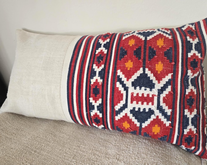 Cushion Cover from Antique Home Woven Romanian Kilim Cloth