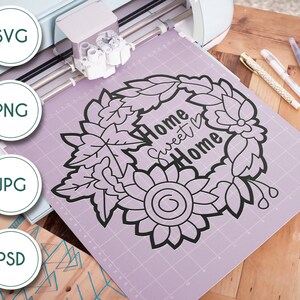 Home Sweet Home Wreath - Fichier SVG numérique inspiré de Thanksgiving d’automne