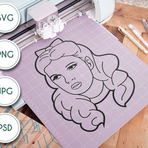 Dorothy Face Close up line art - The Wizard of Oz Inspired SVG Digital file