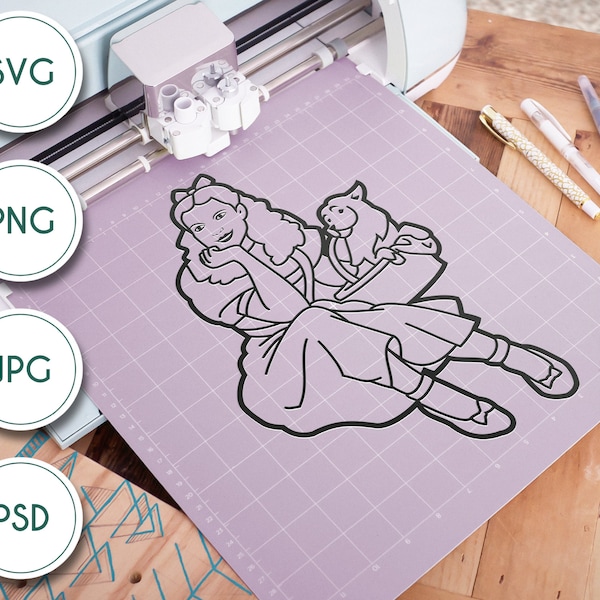 Dorothy and Toto line art - The Wizard of Oz Inspired SVG Digital file