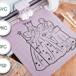 Glinda the Witch and Dorothy line art - The Wizard of Oz Inspired SVG Digital file