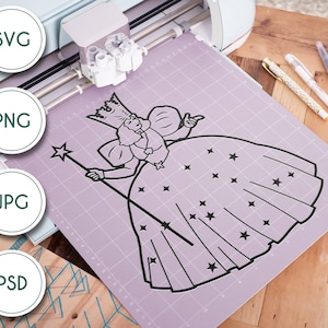 Glinda the Witch line art - El Mago de Oz Inspirado SVG Archivo Digital