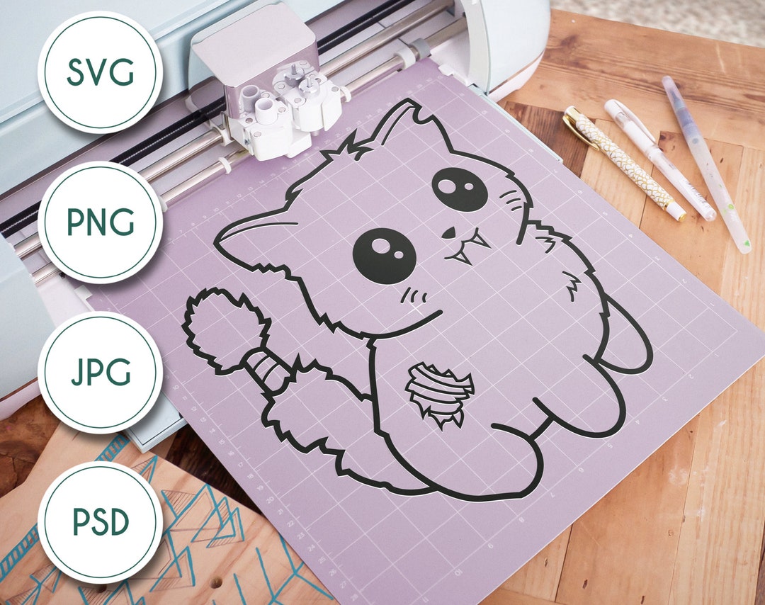 Creepy Cute Zombie Cat Kitten Line Art - Kawaii Inspired SVG Digital ...