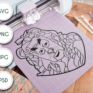 Lion Closeup Face line art - Le magicien d’Oz Inspired SVG Digital file