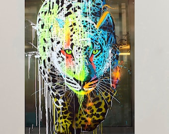Cat Art Print Graffiti Street Style Leopard Abstract Painting