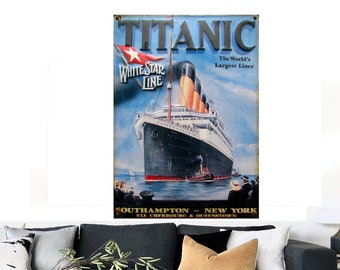 Titanic Ship Vintage Framed Canvas Art Print