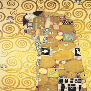 Gustav Klimt canvas print, kiss gold framed vintage art painting