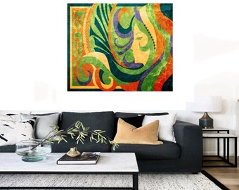 Impresión en lienzo Art Déco enmarcada "La Dama" (91 x 61 cm)