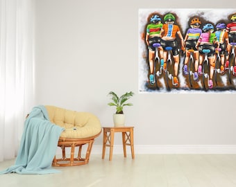 Framed Bike Art modern print cycling painting canvas abstract  wall décor limited edition  by Andy Baker