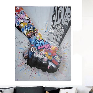 Graffiti Mains Peace love Street art Graffiti Impression sur toile sans cadre