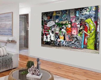 Graffiti Street art wall décor canvas print  abstract painting framed or unframed