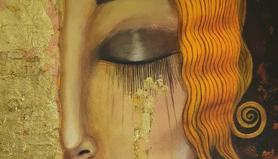 Gustav Klimt Woman Gold Tears Vintage Art Deco Print