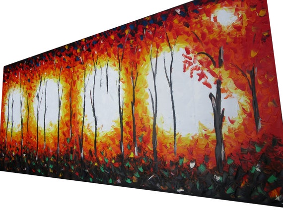 59"  Huge bush fire texture Oil Painting  Authentic Aboriginal Art Australia 