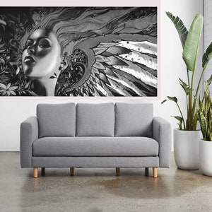Rare Street grote kunst Graffiti Print muurdecoratie canvas stedelijke prinses zwart-wit