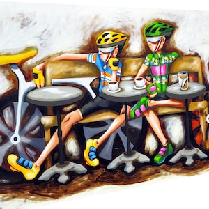 Framed Bike Art modern print cycling painting canvas abstract  wall décor limited edition Duncan by Andy Baker