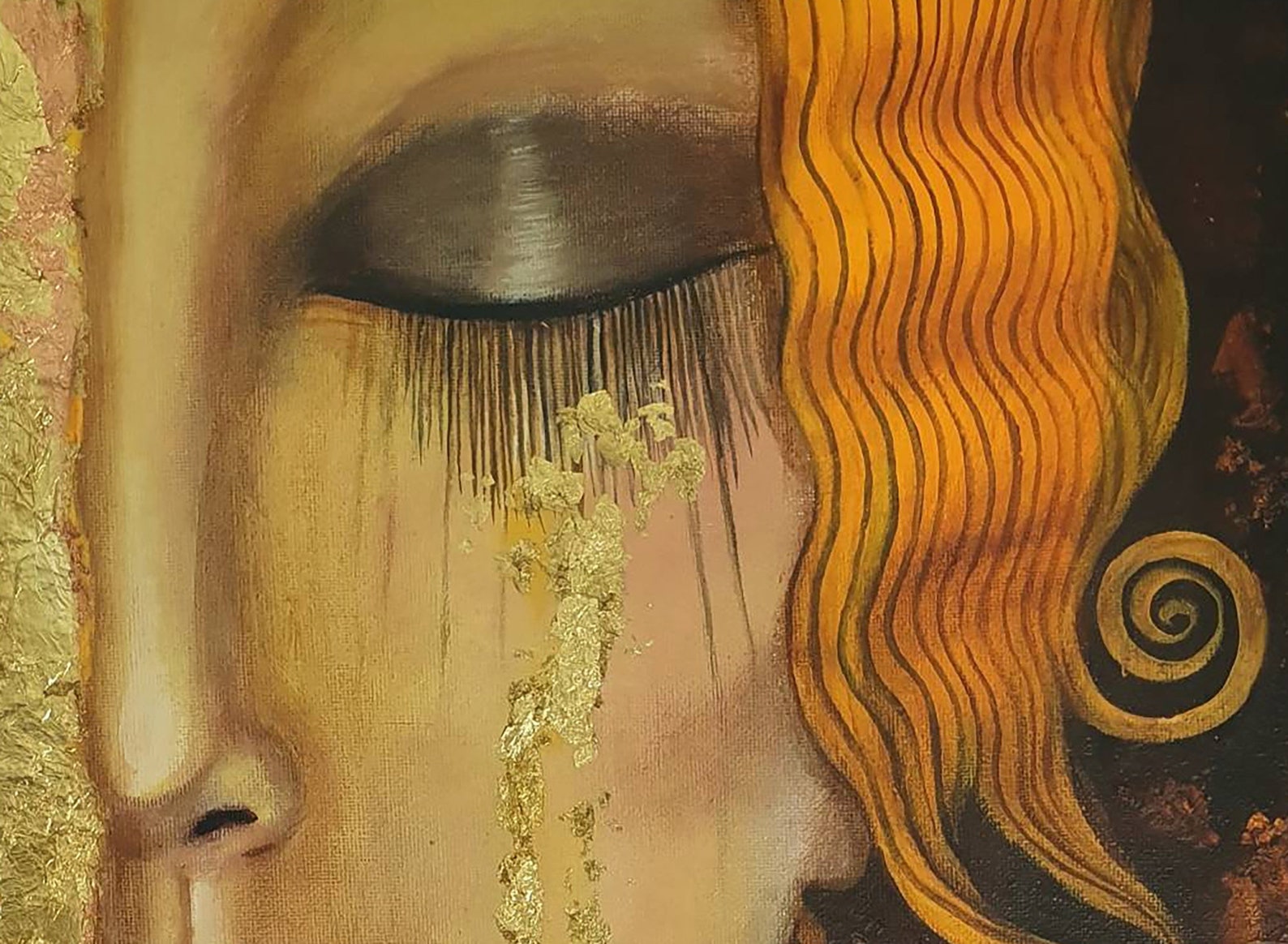 Gustav Klimt Woman Gold Tears Wall Décor Vintage Art Deco Print ...