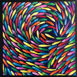 Custom Made-to-Order Oil Painting fish on Framed Canvas
