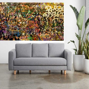 Framed Canvas Art Print, Graffiti Street mural wall décor,