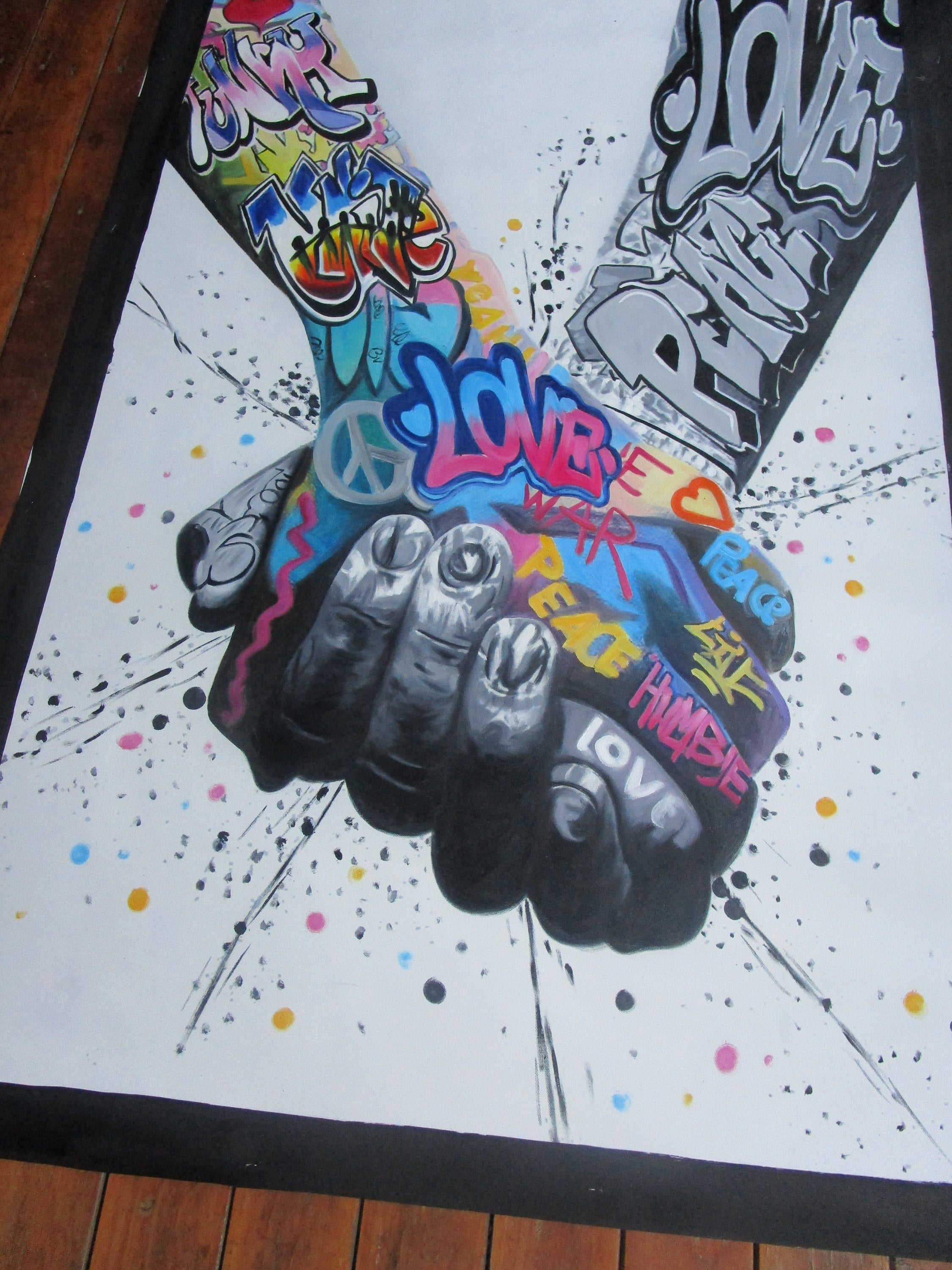 Poster Graffiti Handmade Moreno-Mata - 23x32.5 Cm, Opera Numerata, Certificato, Regalo Unico - Foto 2