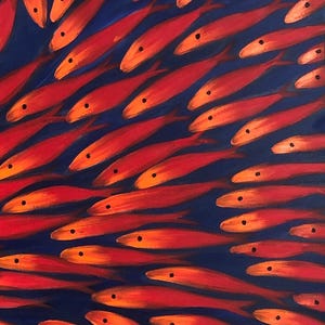 Fish Oil Painting Large Modern Framed Canvas Art