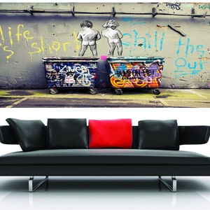 Biggest Life is short Original  Banksy style graffiti street art canvas print signed by Andy Baker