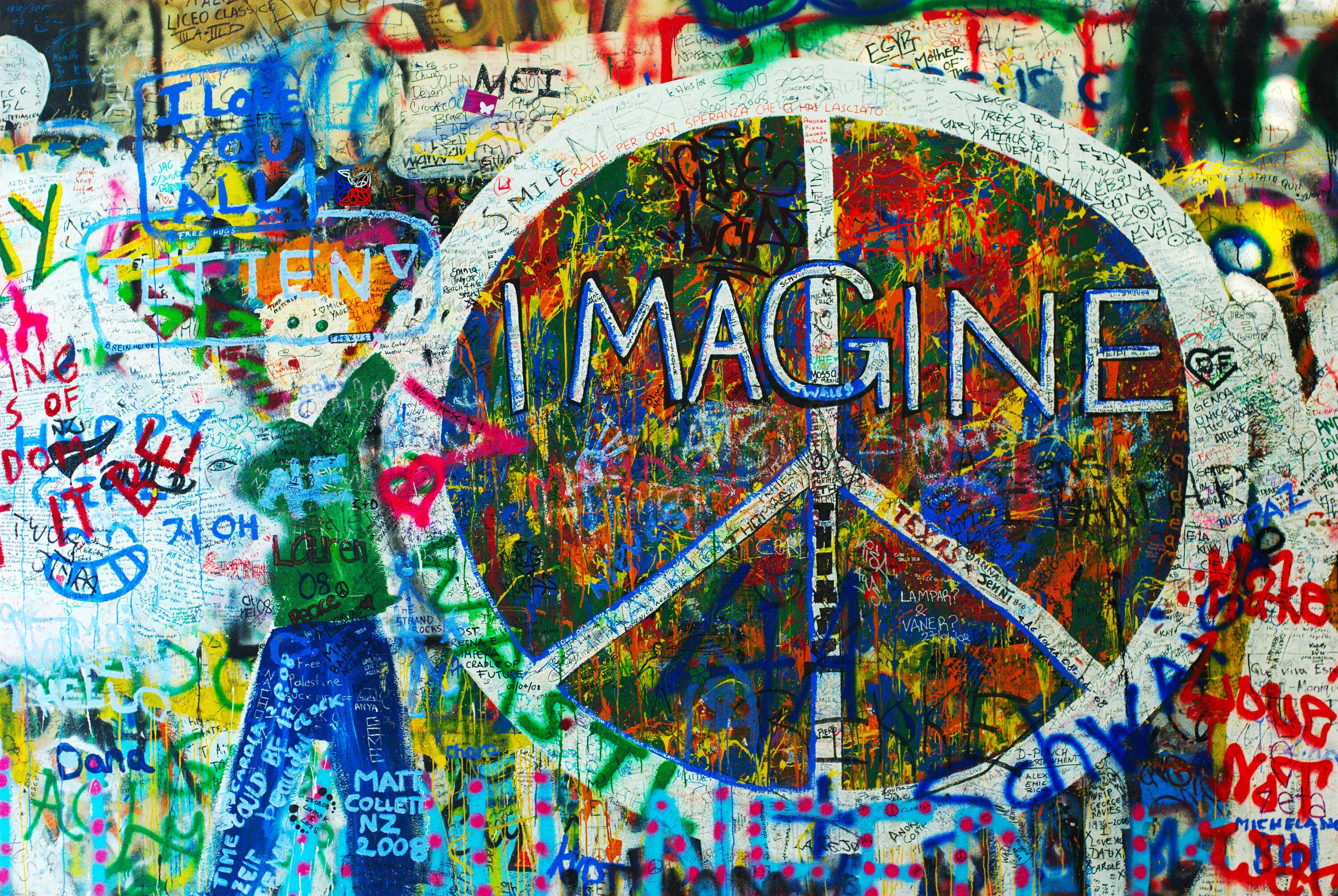 PEACE WALL JOHN LENNON WALL Leinwand Bilder Pop Street Art Kunstdruck Wandbild 