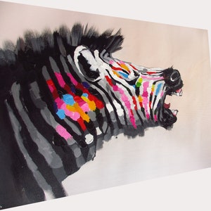 zebra art print painting framed or unframed canvas