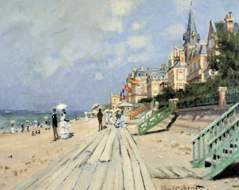 Framed Claude Monet Canvas Art painting summer beach 1880, Vintage painting print, wall decor, homemade timber frame