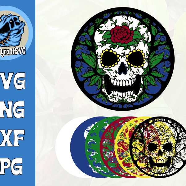 Rose Sugar Skull SVG - Skull & Rose SVG File - Flower Skull svg - Day of the Dead svg - Halloween svg - SVG File for Cricut