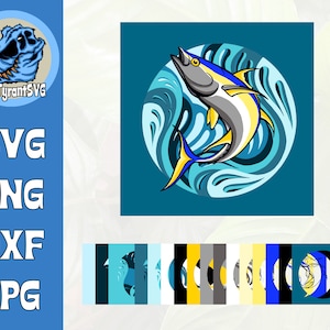 Thon à nageoires jaunes SVG - Fichier SVG de poisson pour Cricut - Pêche SVG Bundle - Poisson svg - Drôle de pêche svg Clipart - Thon svg