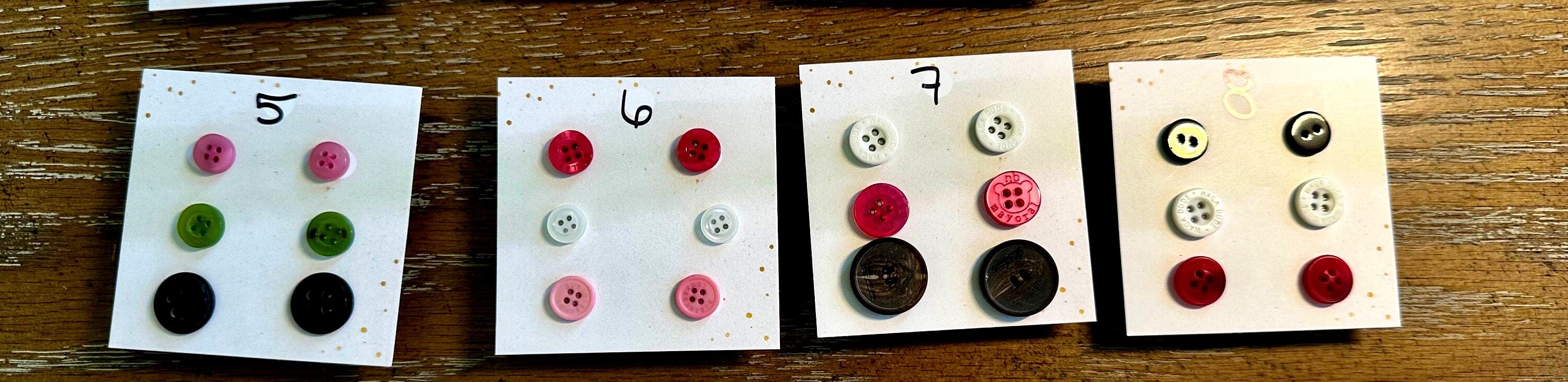 Cute as a Button Stud Earrings*Set Of 3 Pairs* with Stainless Steel Back--hypoallergenic-Unique and Handmade, great gift, for girls or guys