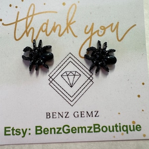 3D Black Spider Stud Earrings, Halloween, unique and fun Earrings, great guy or girls gift, hypoallergenic, with Brass Backs