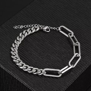 Stainless steel paperclip & Curb Chain Bracelet Silver or Gold, chunky link chain bracelet, Men/Women Anti Tarnish