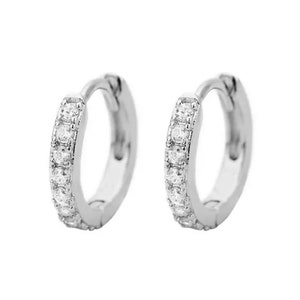 Boucles d'oreilles Huggie mini créoles en acier inoxydable de 9 m pour femme, 2 pièces Petites créoles, créoles fines, transparentes et oxydes de zirconium noir, petites créoles, cadeau idéal