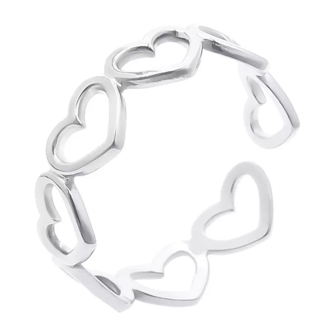 Hollow Love Heart Ring Geometric Silver Stainless Steel for Hollow Love Heart Ring Geometric Silver Stainless Steel for