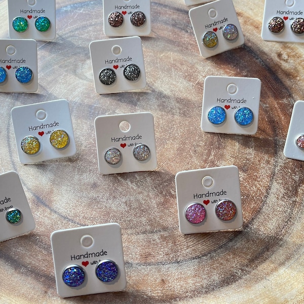 12M Edelstein und Druzy Ohrstecker und Tropfen Ohrringe, Edelstahl zurück, tolles Geschenk