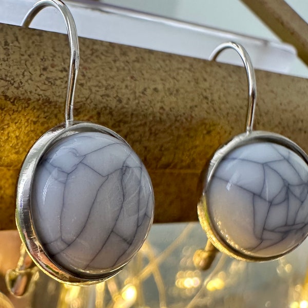 Howlite Gemstone Lever Back Earrings with Stainless Steel Backs, 12m, great girls gift, hypoallergenic, great girls gift