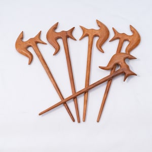 Lot de 5 barrettes à cheveux en bois pour femme hache de guerre pour chignons Barrettes à cheveux pour cheveux longs accessoires cheveux Pic à cheveux pour femme