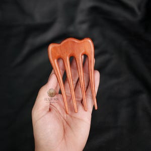 Handmade Hair Fork by Quattro Marycrafts 4 prongs black horn hair fork for long Hair Women main image 2