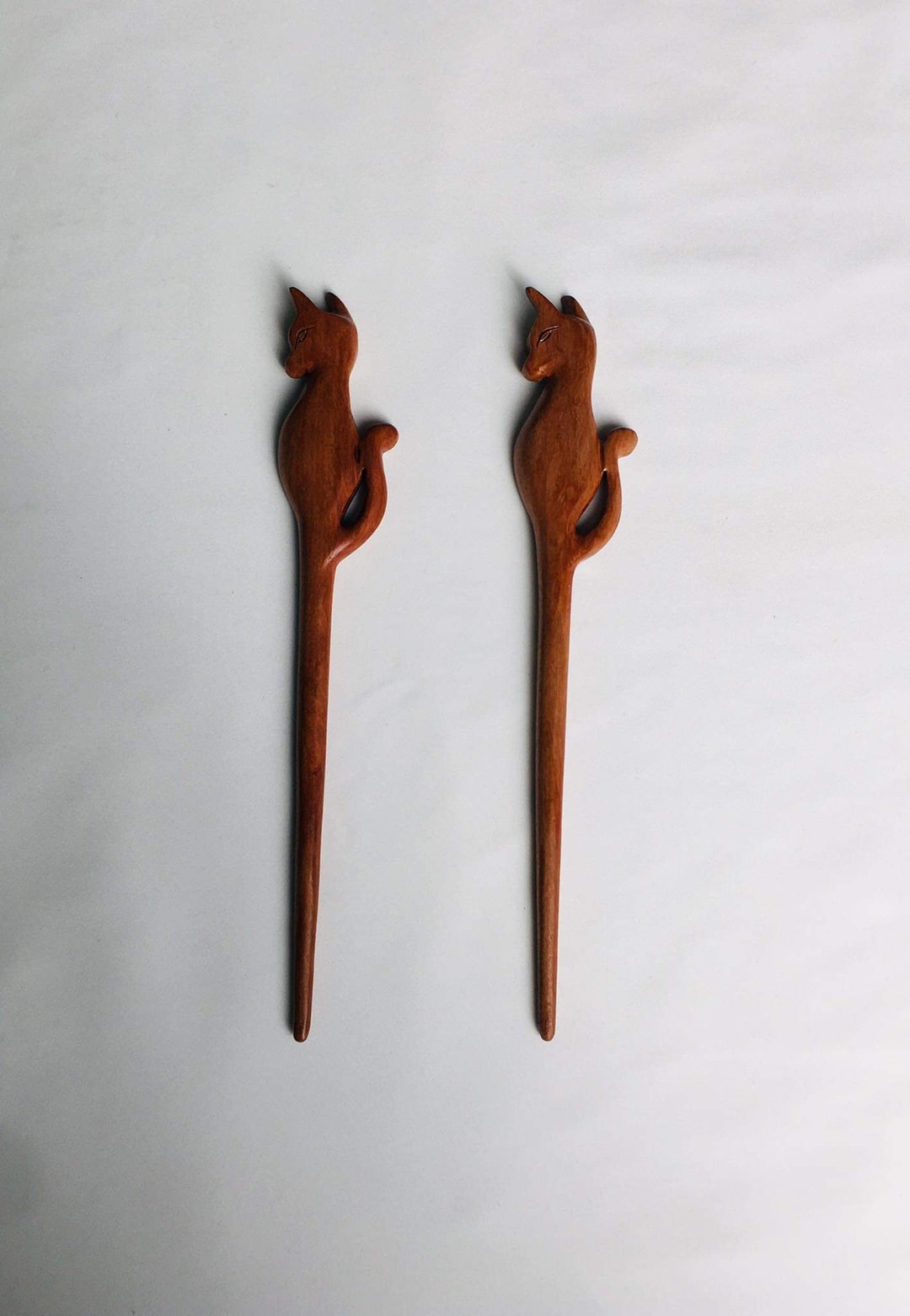 Set 2 Wooden Hair Sticks for Women Cat Hair Stick for Buns Hair Sticks