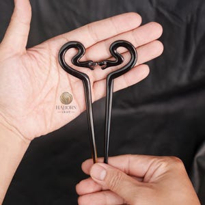 HaHorn - Buffalo Horn Snake Hair Stick - Unique Serpent Design - Color Options image 5