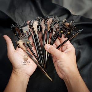 Lot de 10 épingles à cheveux en corne pour femme Sticks à cheveux dragon pour chignons Sticks à cheveux pour cheveux longs Accessoires cheveux Épingles à cheveux pour femme