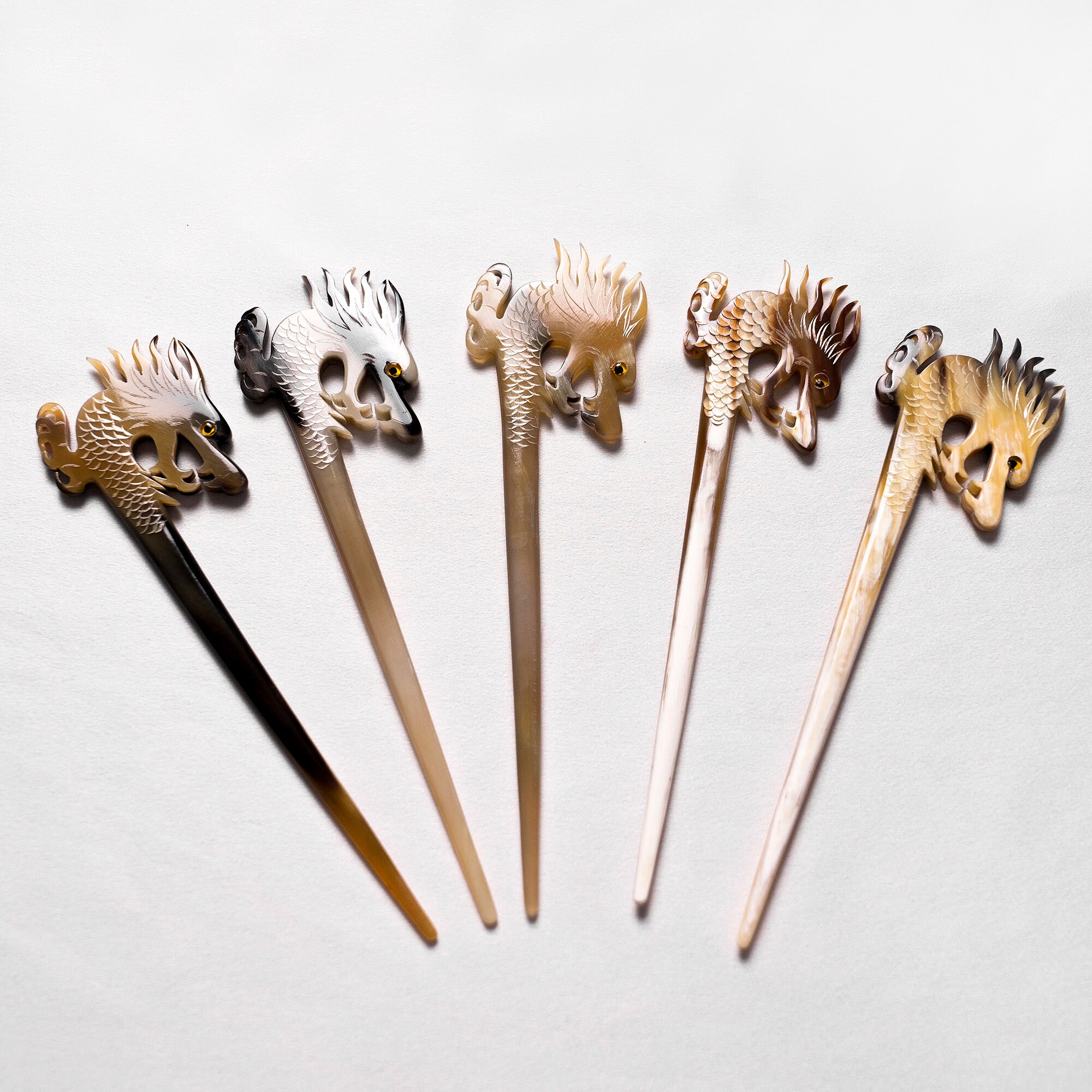 Set of 5 Horn Hair Sticks for Women Dragon Hair Stick for Buns Etsy