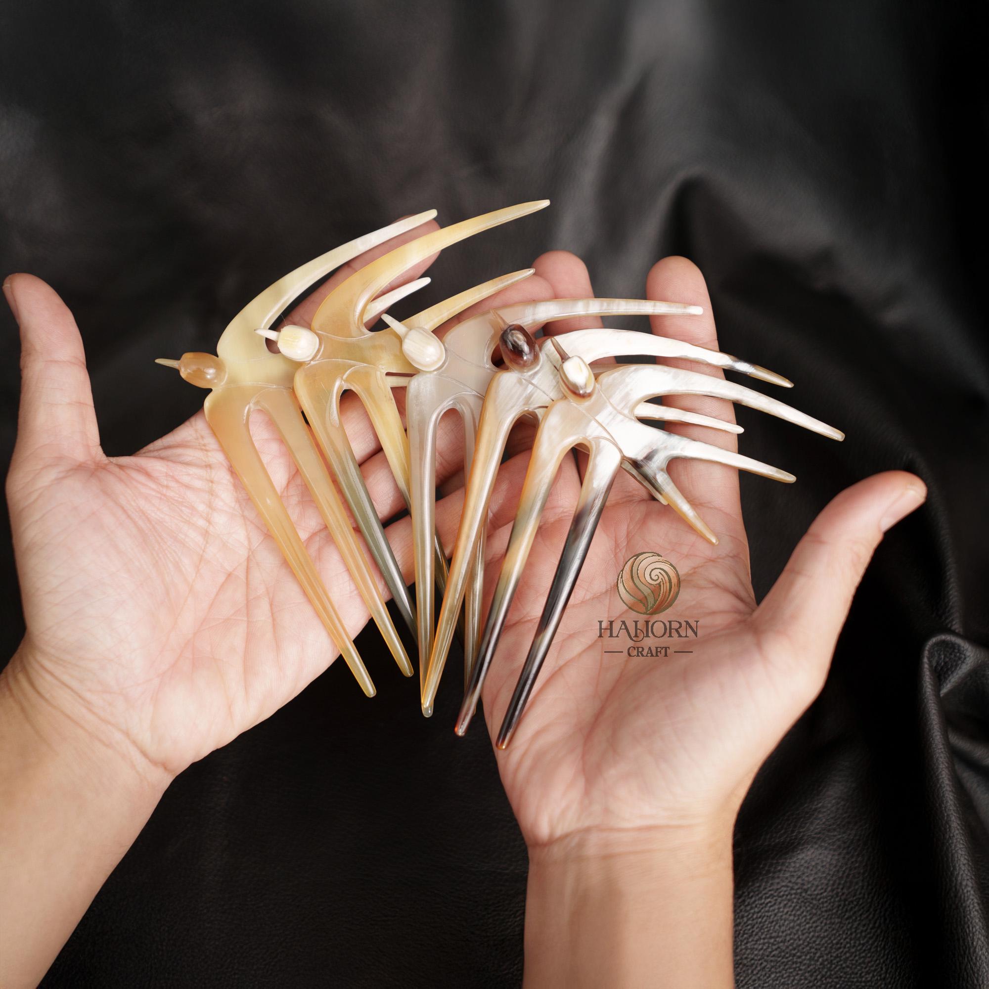 Handmade Buffalo Horn Hair Fork Swallow Bird Hair Sticks Marycrafts Buffalo Horn Swallow Bird Hair Fork Hair Sticks  main image 2