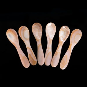 Set 6 Pink MOP caviar spoons Mother of pearl caviar spoons egg spoons