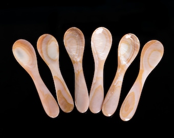 Set 6 Pink MOP caviar spoons Mother of pearl caviar spoons egg spoons